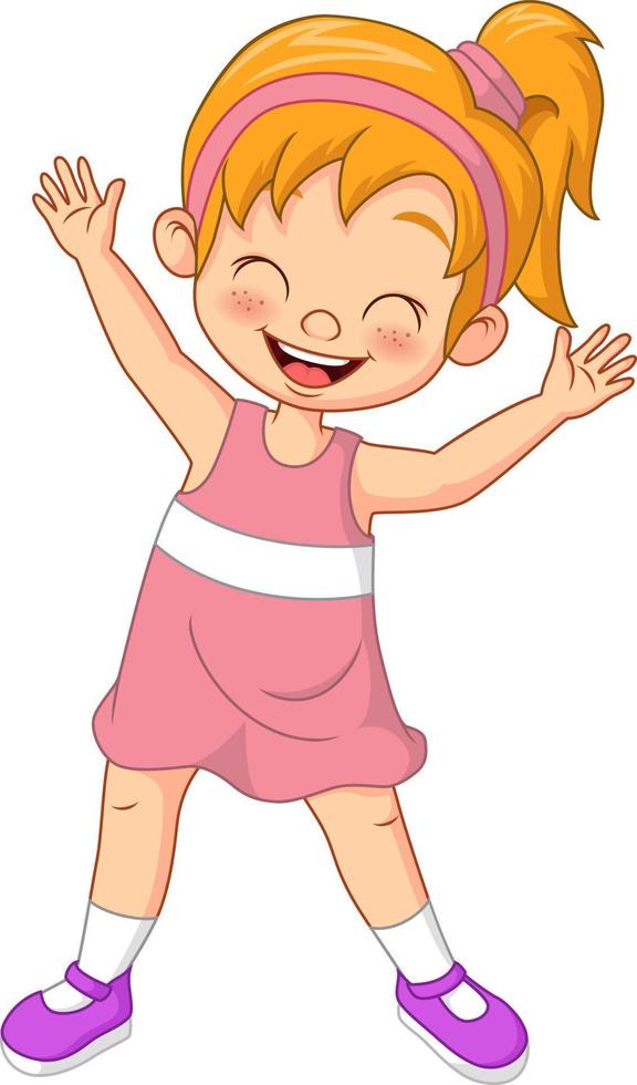 cartoon-happy-little-girl-standing-free-vector